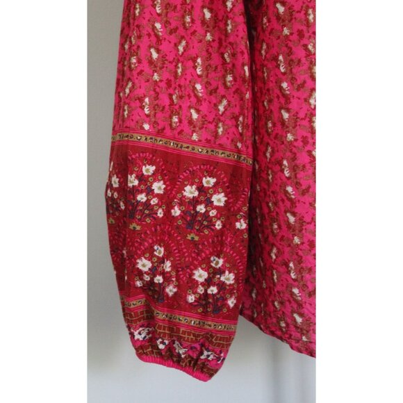 JOIE Boho Prairie Peasant Blouse Bright Pink Ruffled Top, Size  L Large - Picture 8 of 10